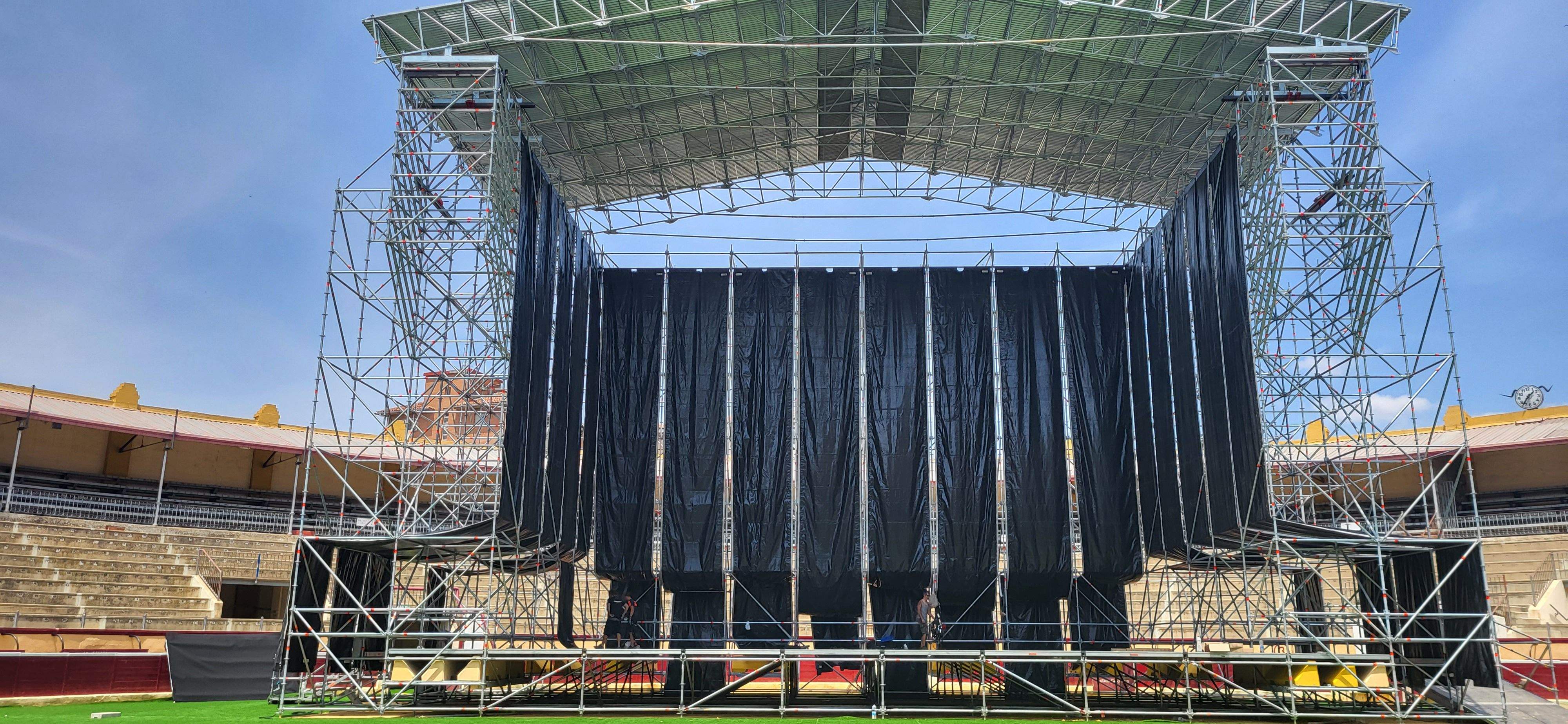Instalación preparada en la plaza de toros de Huesca para el Prelaurentis. Foto: Mercedes Manterola