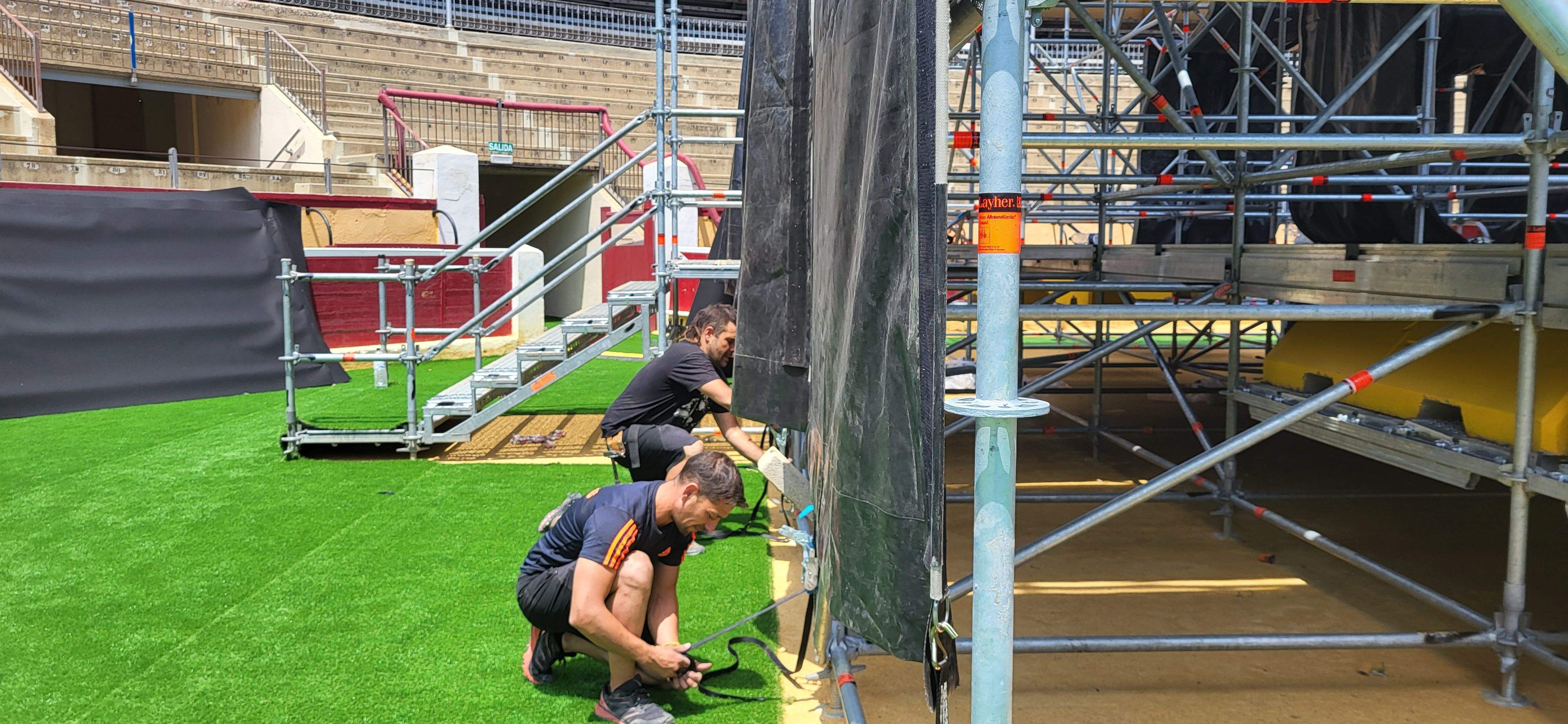 Instalación preparada en la plaza de toros de Huesca para el Prelaurentis. Foto: Mercedes Manterola