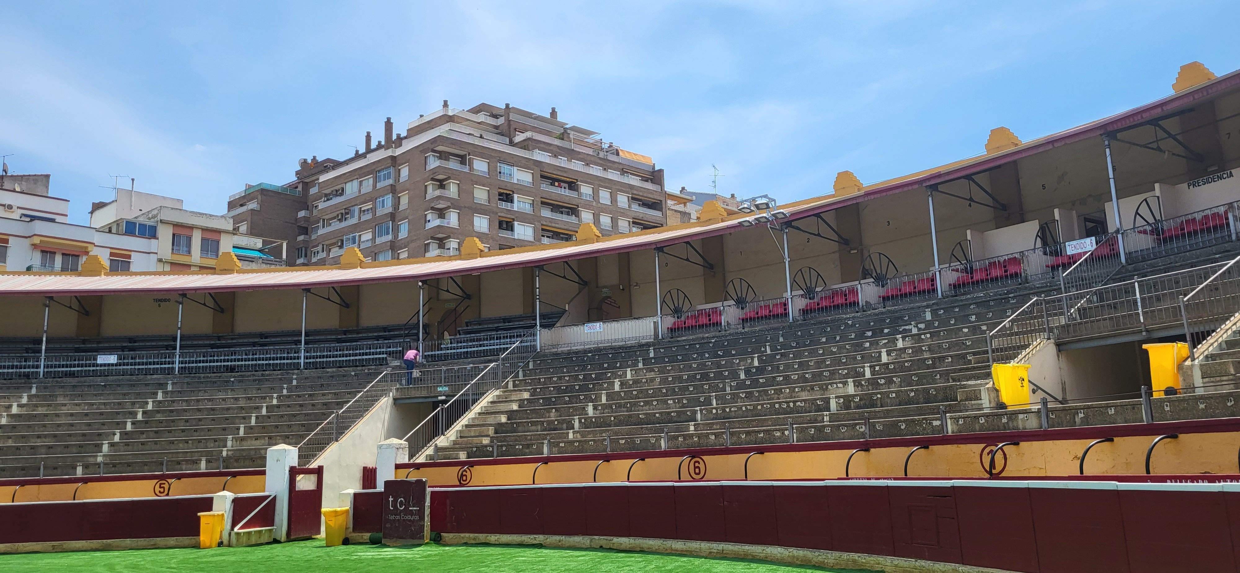 Instalación preparada en la plaza de toros de Huesca para el Prelaurentis. Foto: Mercedes Manterola