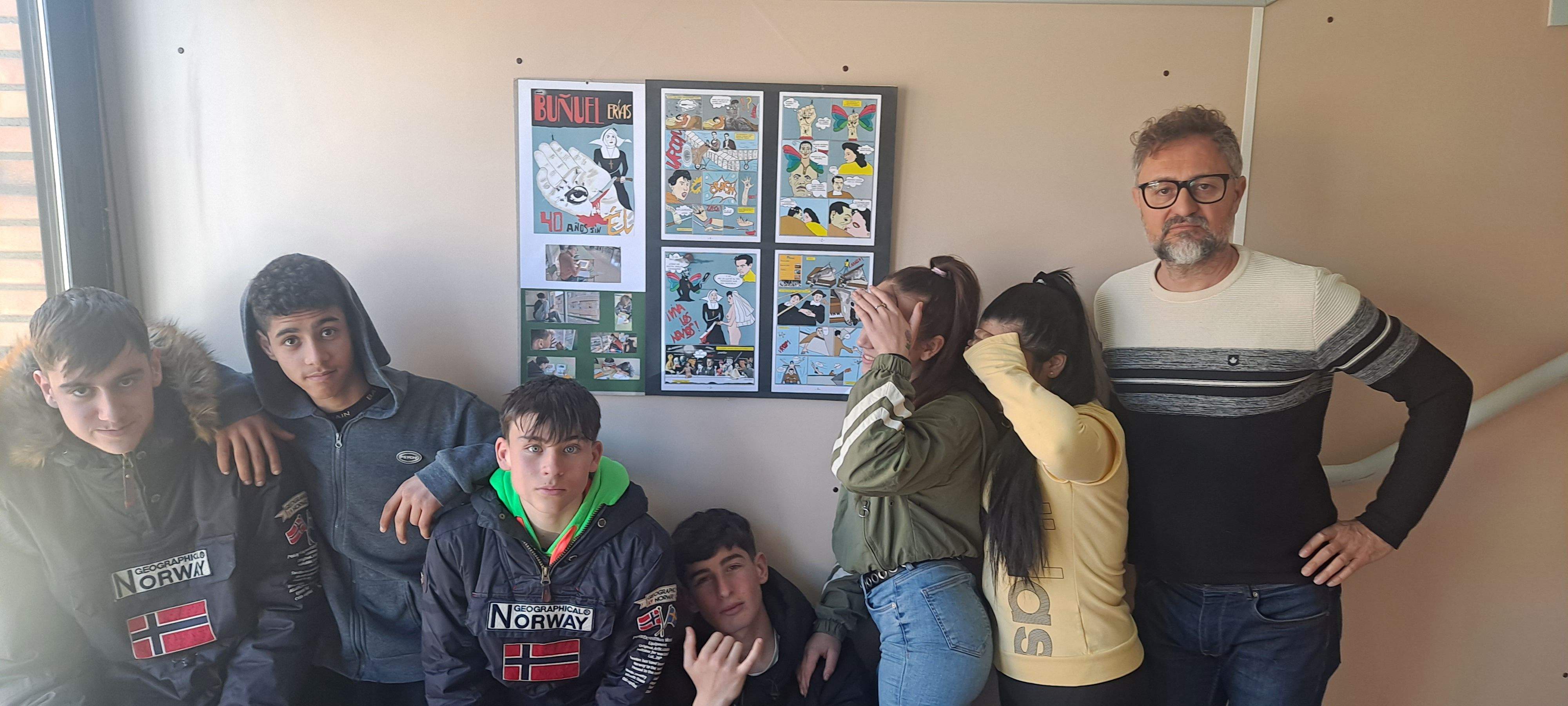 Participantes en la elaboración del cómic sobre Buñuel en el IES Montes Negros de Grañén.