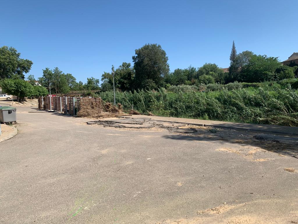 Situación de la zona de Pomar de Cinca afectada hace un mes por la crecida del barranco.