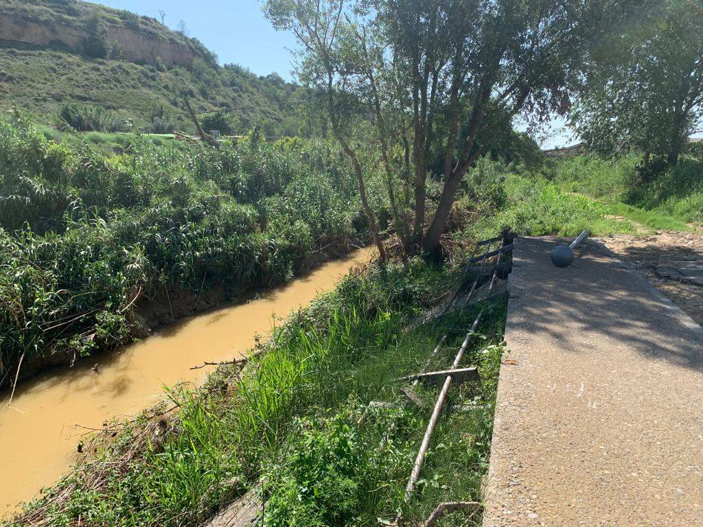 Situación de la zona de Pomar de Cinca afectada hace un mes por la crecida del barranco.
