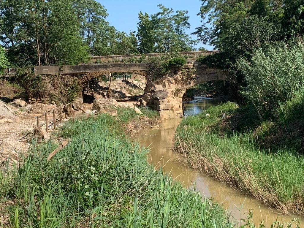 Situación de la zona de Pomar de Cinca afectada hace un mes por la crecida del barranco.