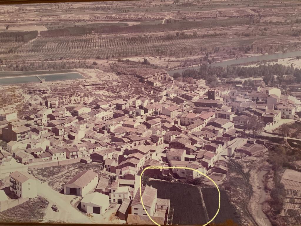 Señalada la zona afectada por la crecida en un mapa de los años 80.