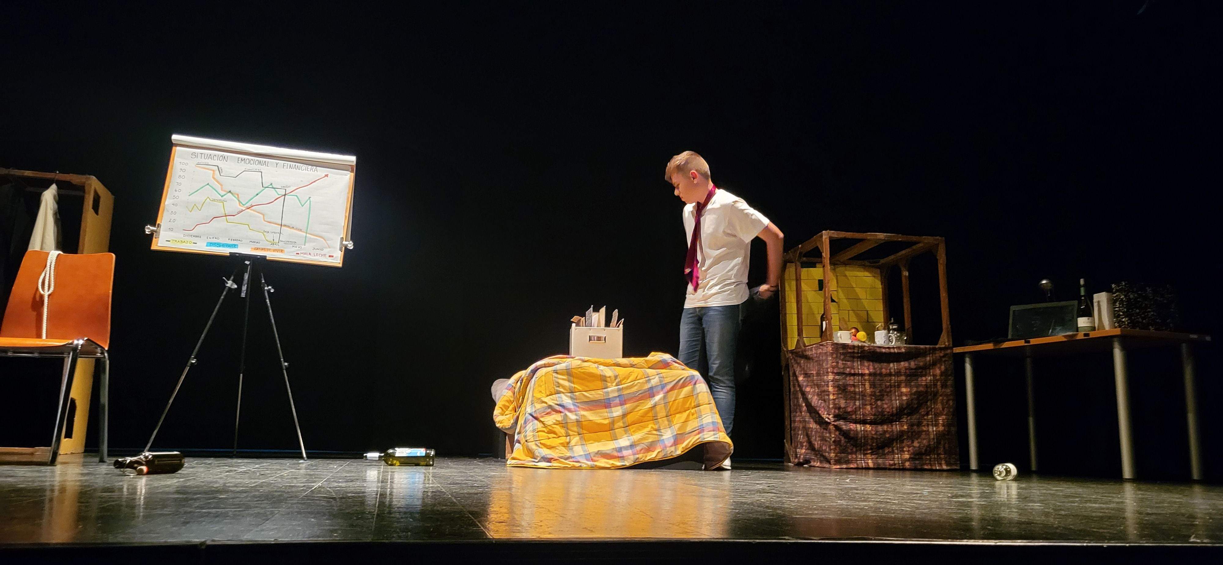 "Los locos susurran alto" con la obra "Pros y contras". Foto Myriam Martínez