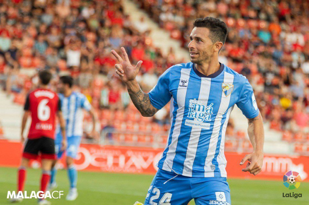 Rubén Castro celebra su primer gol con la camiseta del Málaga. Foto: Málaga CF