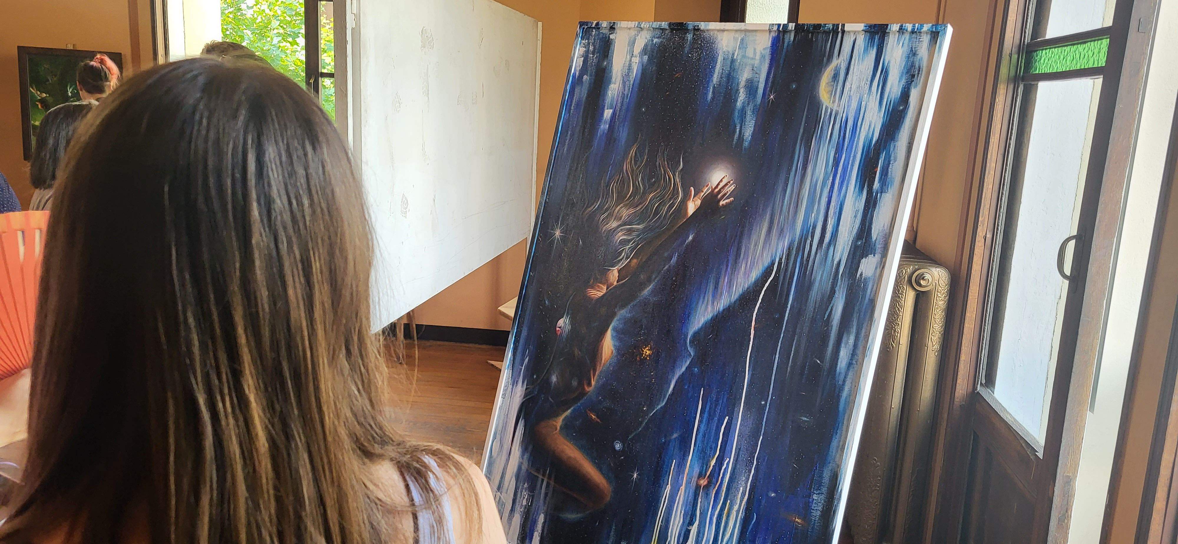 Exposición de la Escuela Fernando Sanagustín en el Casino oscense. Foto Myriam Martínez