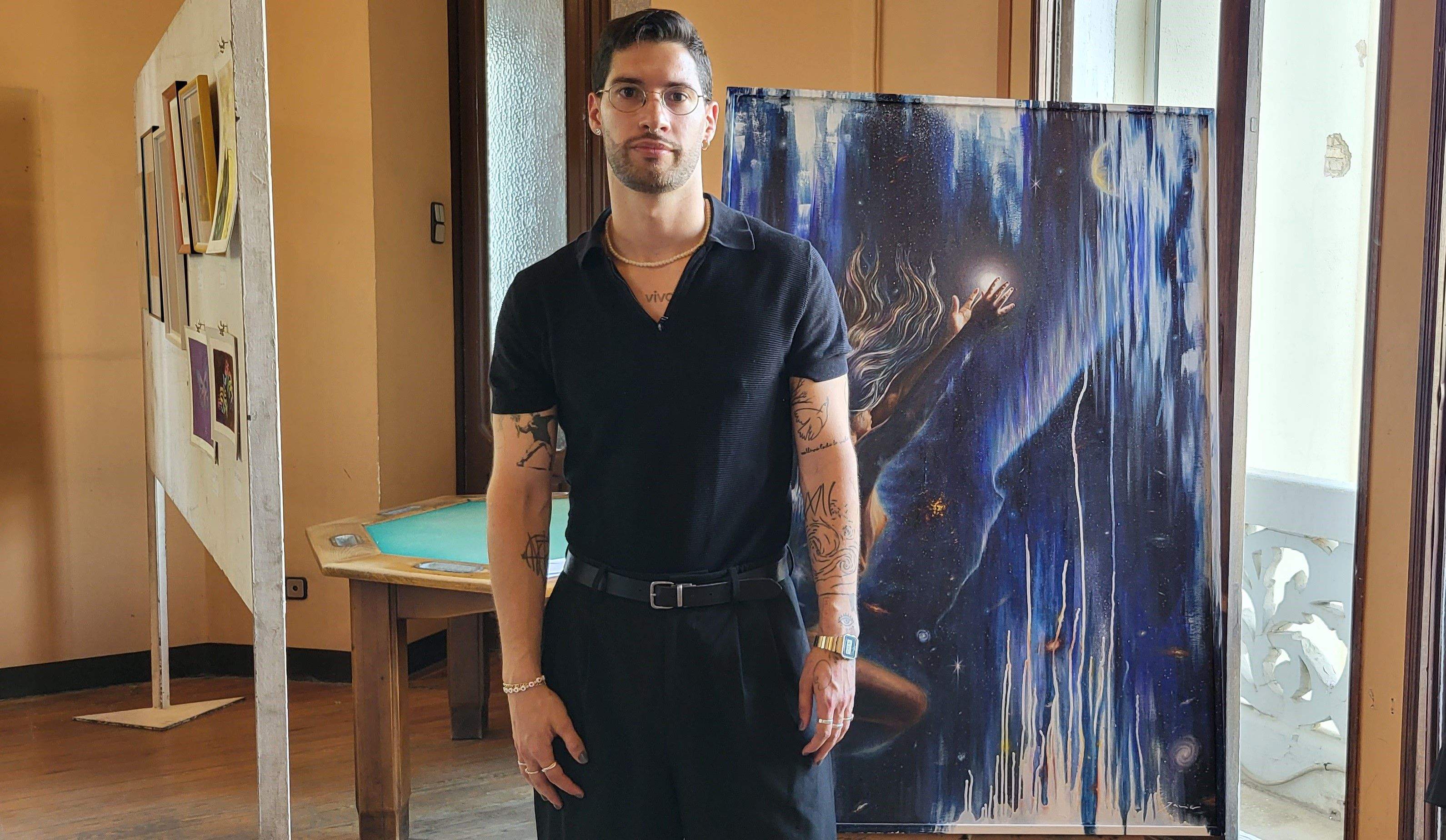 Javier Sanagustín. Exposición de la Escuela Fernando Sanagustín en el Casino oscense. Foto Myriam Martínez