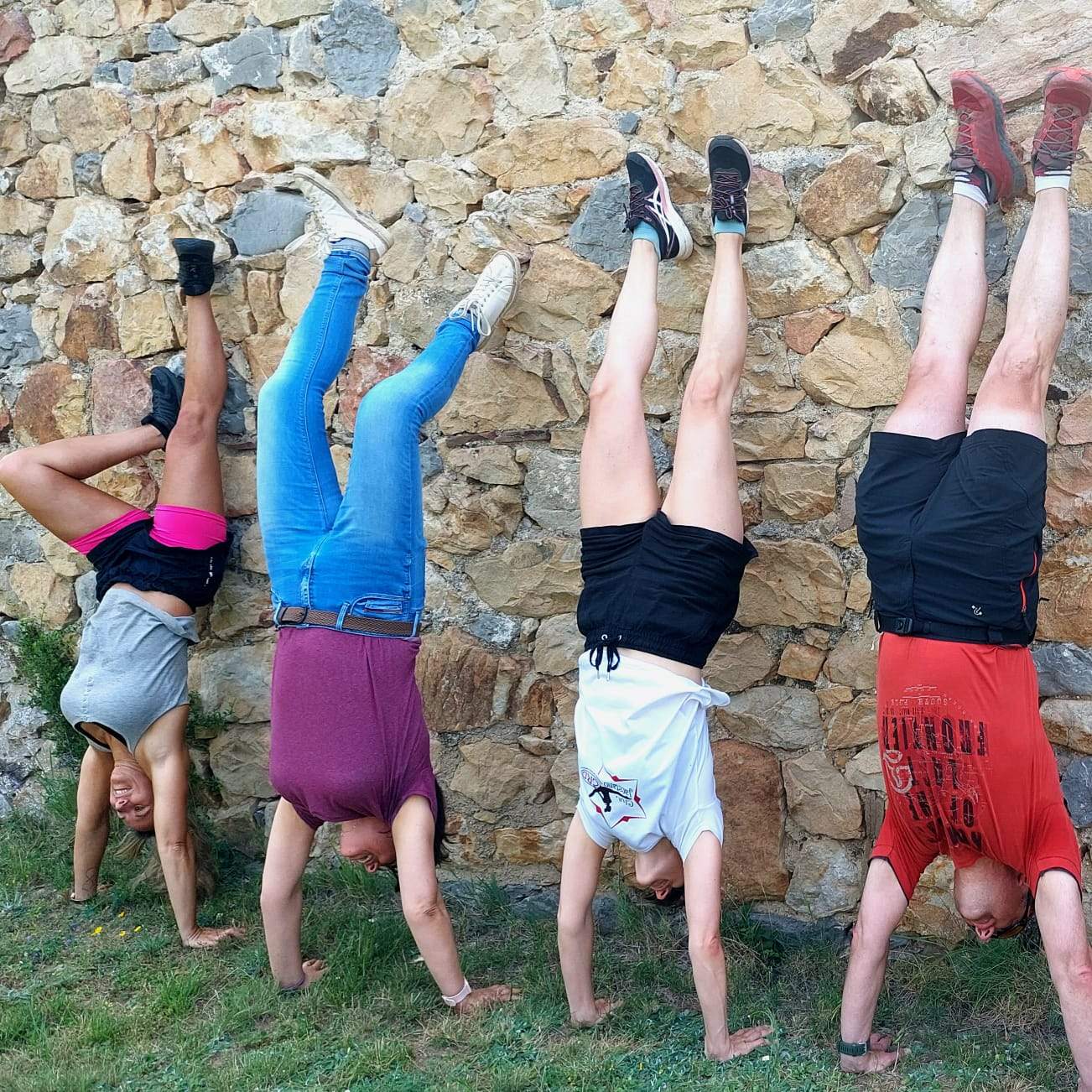 Familias en Sigüés haciendo el pino