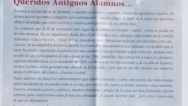 He aquí la última Revista “Huesca y Don Bosco” editada en papel y enviada por correo ordinario condiez páginas repletas de noticias..