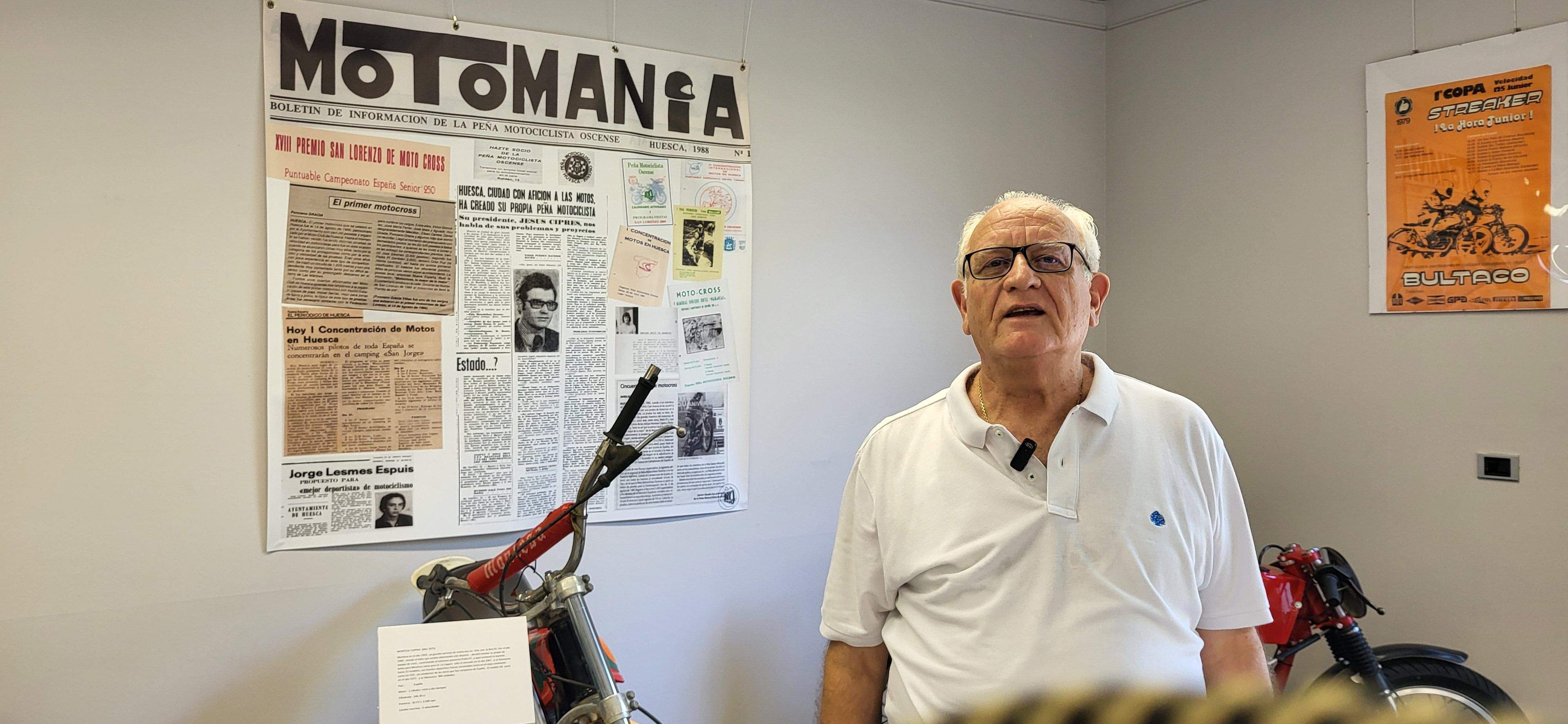 Jesús Ciprés. Exposición conmemorativa del 50 aniversario de la Peña Motociclista Oscense. Foto Myriam Martínez