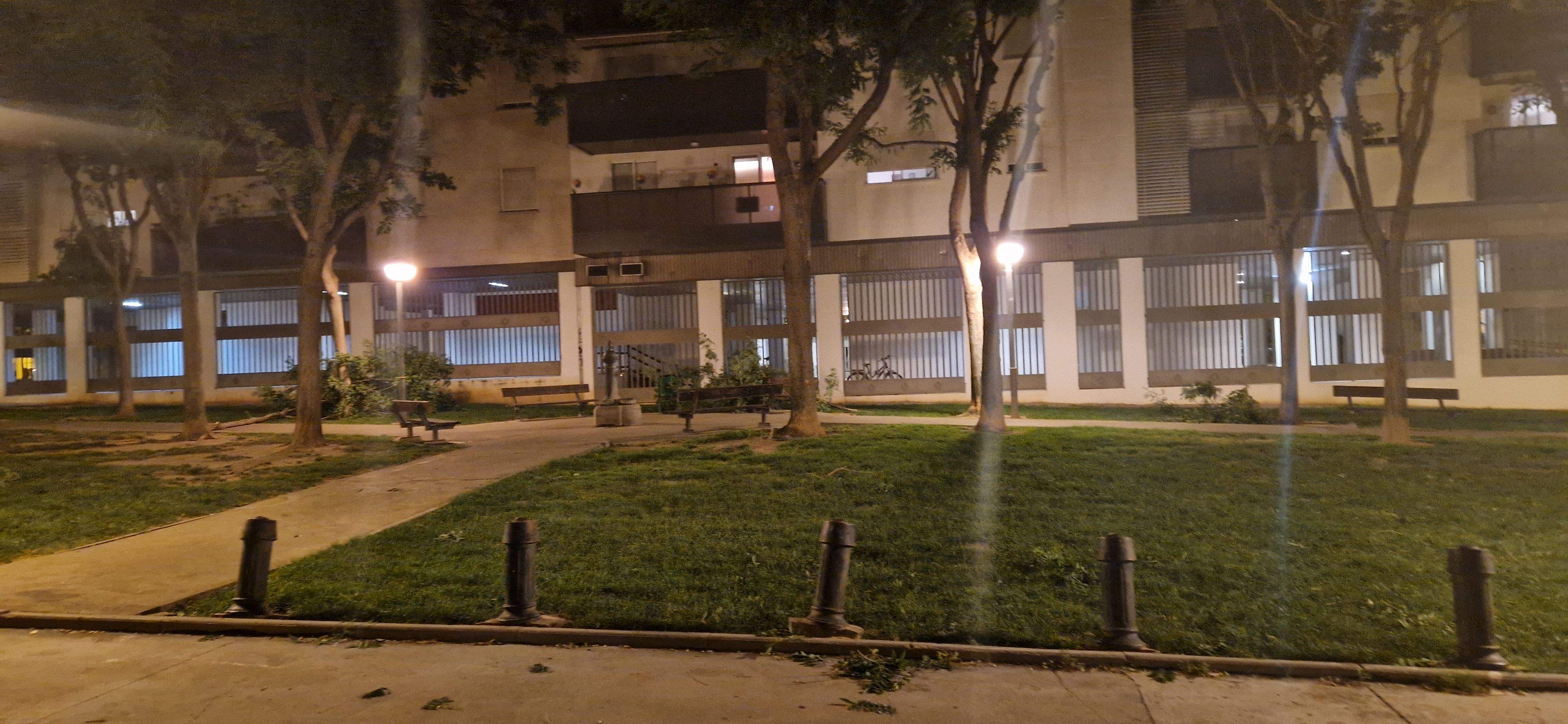 Consecuencias del fuerte viento que ha soplado en Huesca. Foto Myriam Martínez