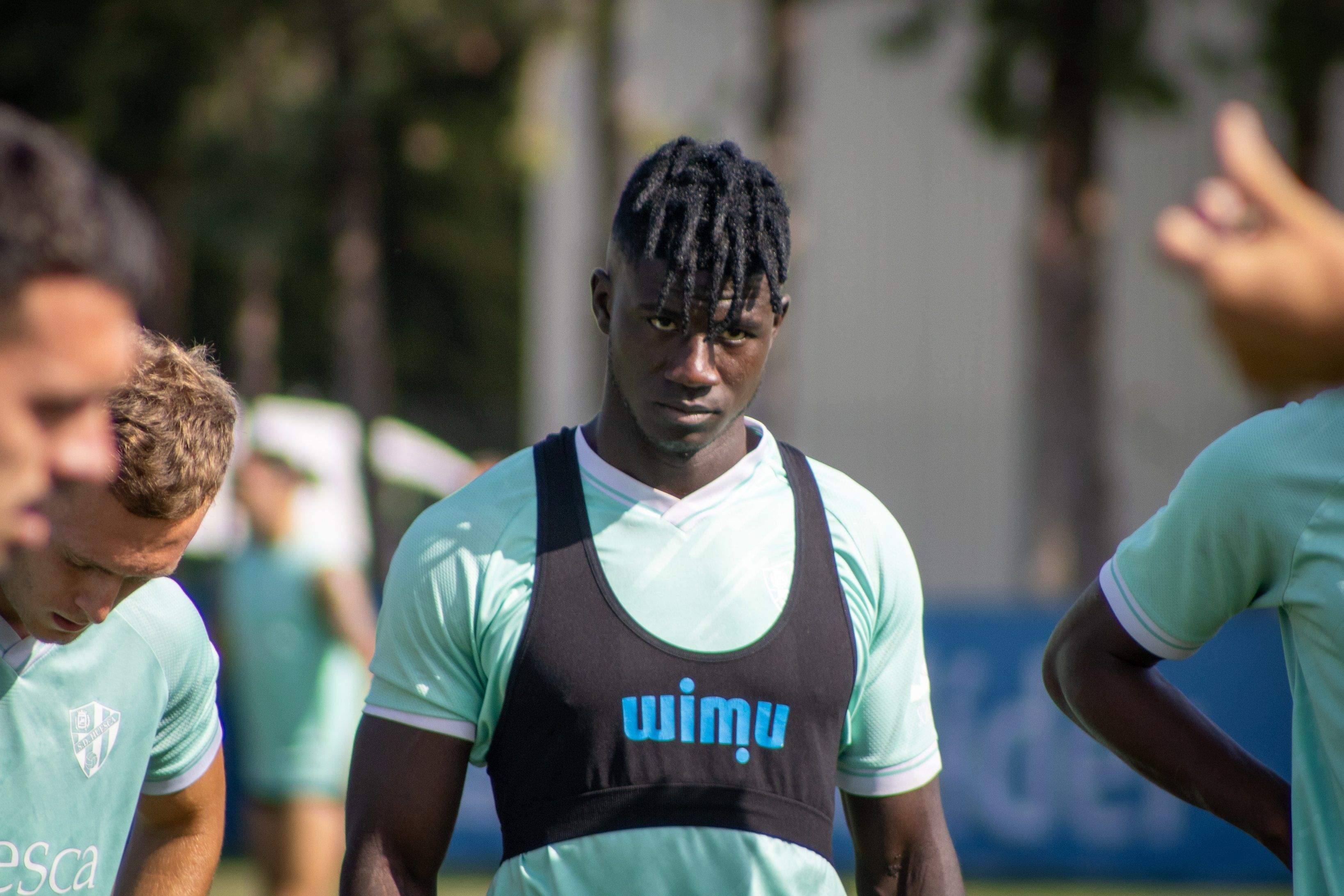Obeng, en el entrenamiento de este jueves en la BAF. Foto: SDH