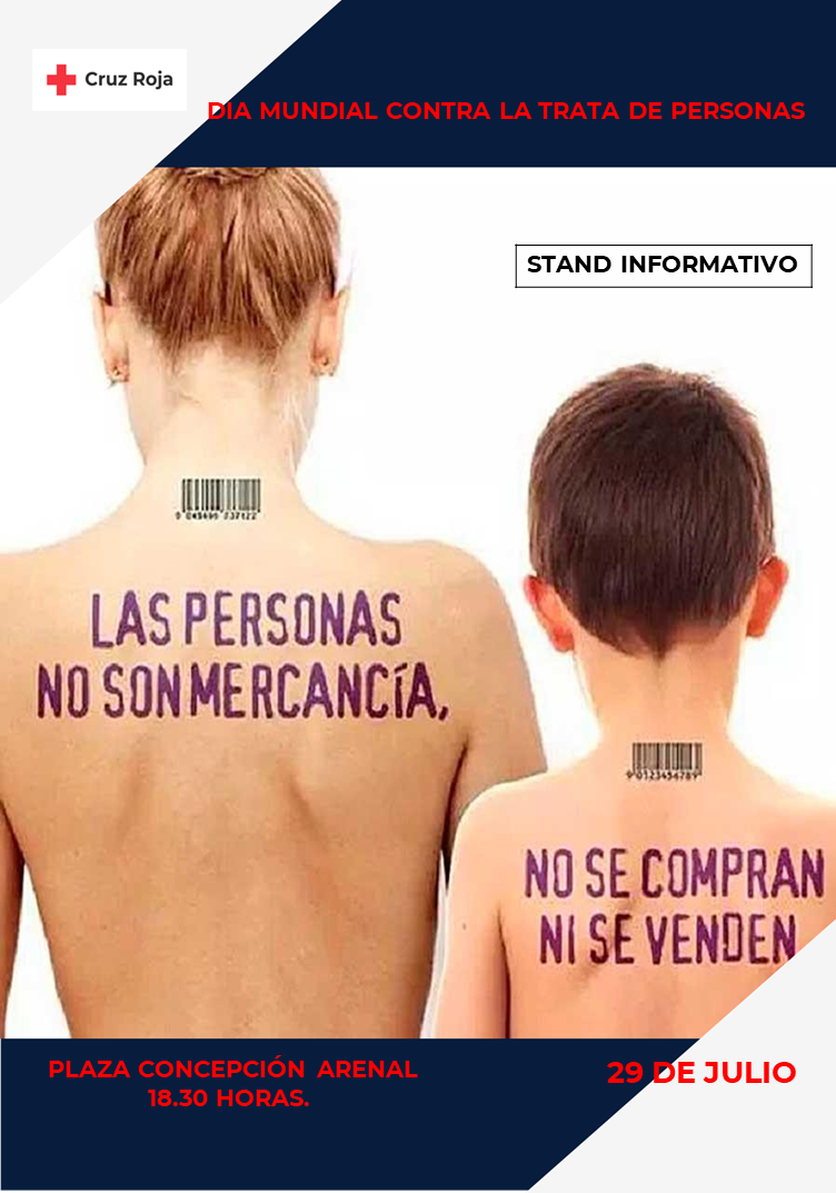 Cartel de la Cruz Roja que anuncia el Día Internacional sobre la trata de personas