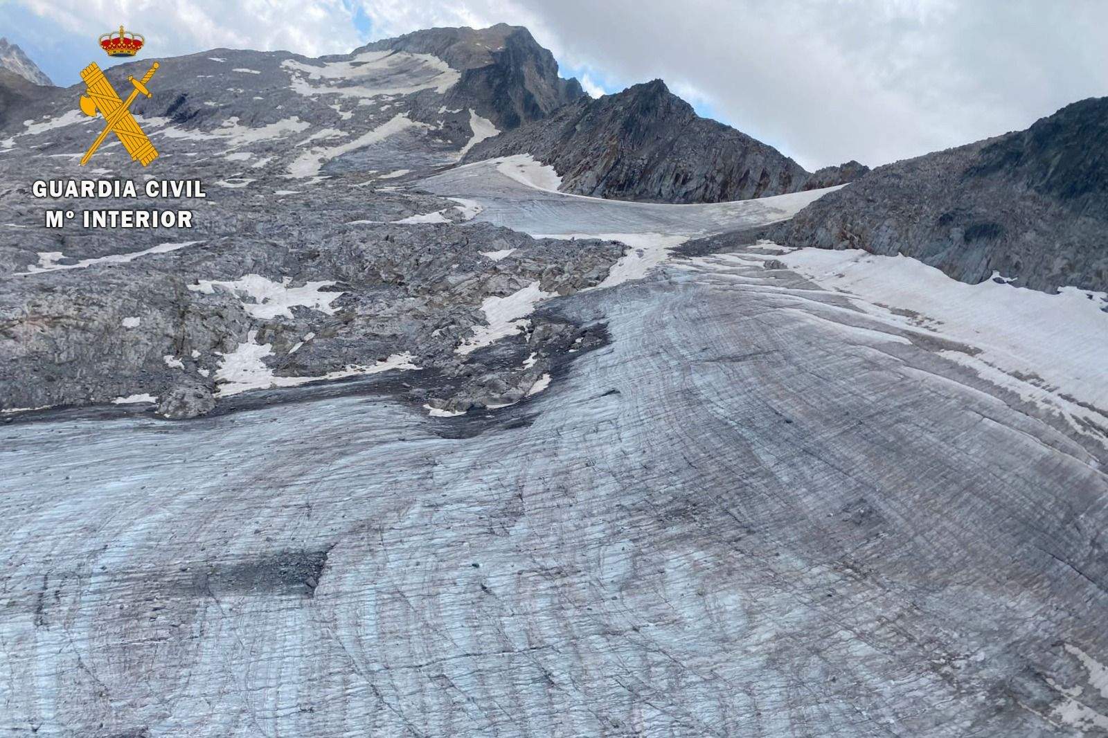 Estado del glaciar del Aneto, especialmente peligroso para los montañeros