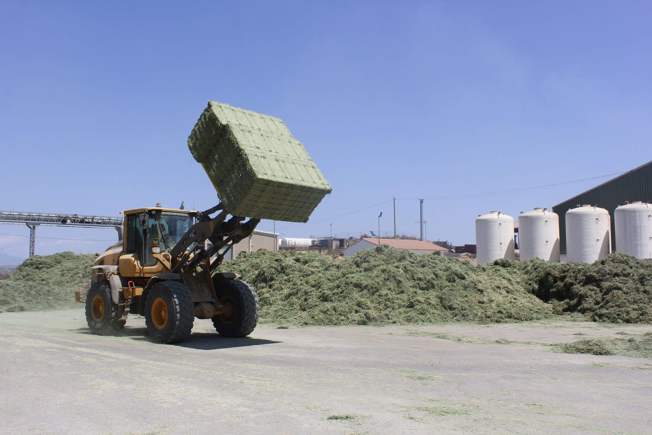 El secadero de cereales Santiago de Grañén recupera su actividad tras un incendio.