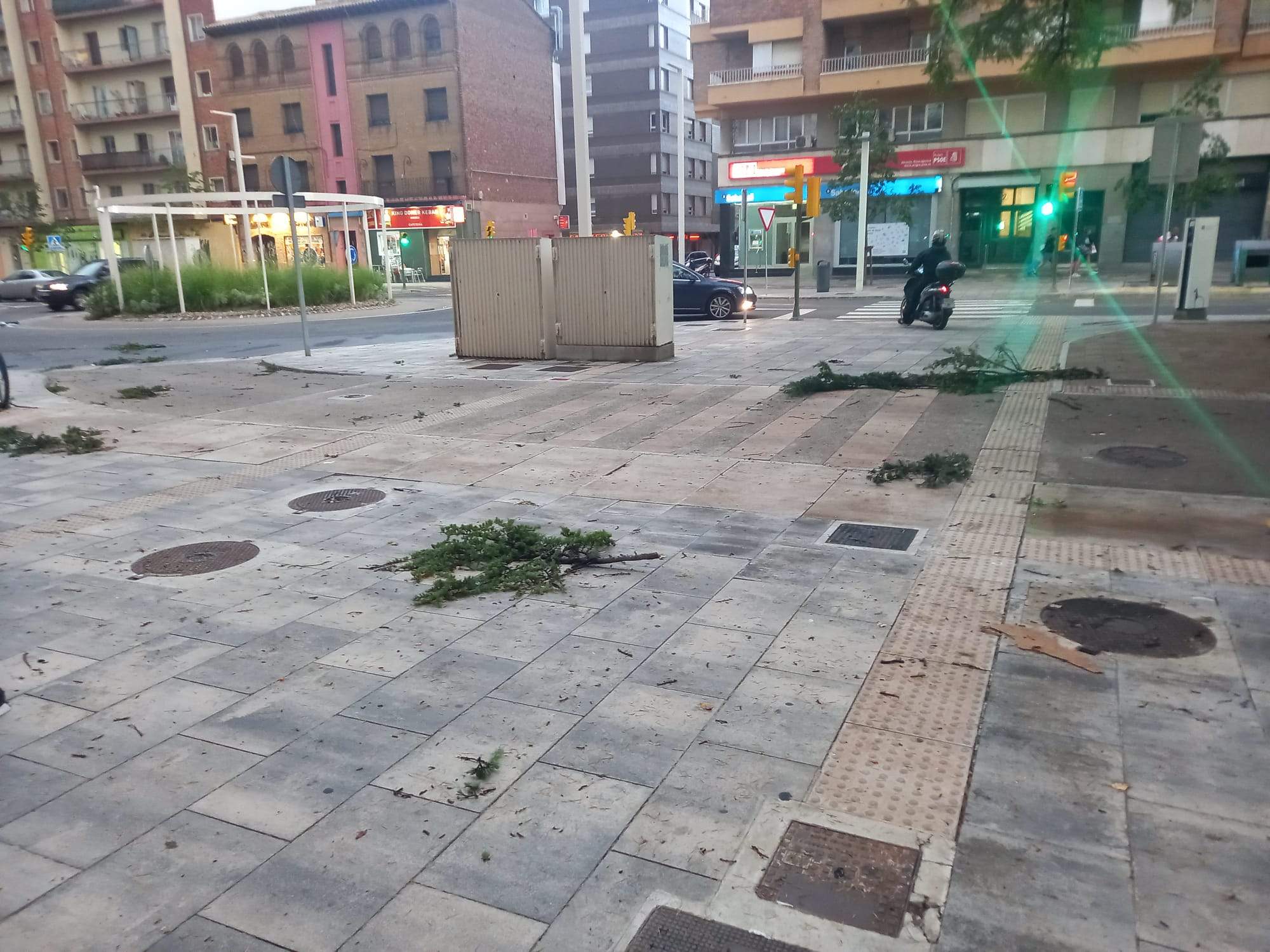 Efectos de la tormenta acompañada de fuerte viento que se ha registrado en Huesca.