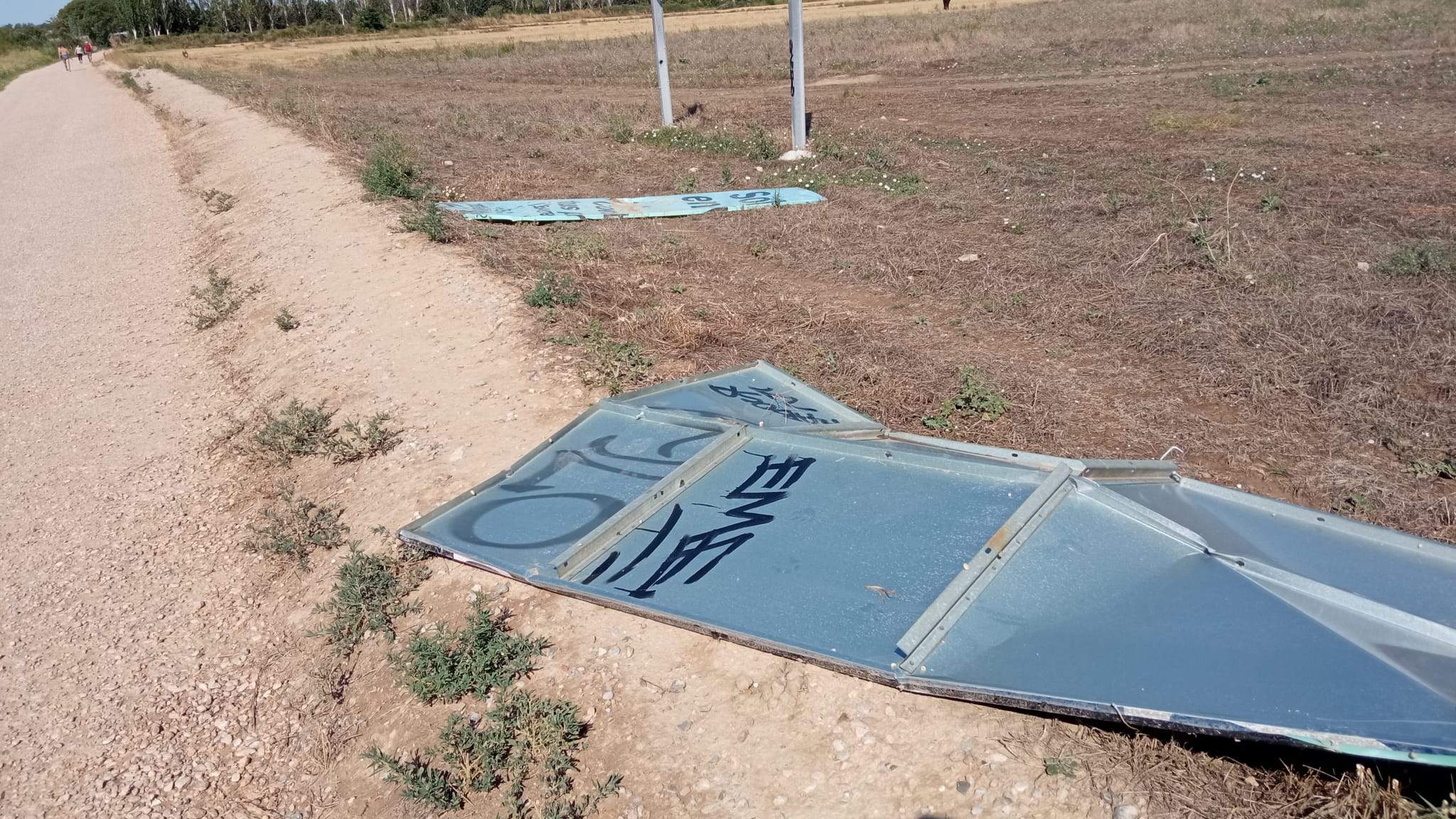 Efectos de la tormenta acompañada de fuerte viento que se ha registrado en Huesca.