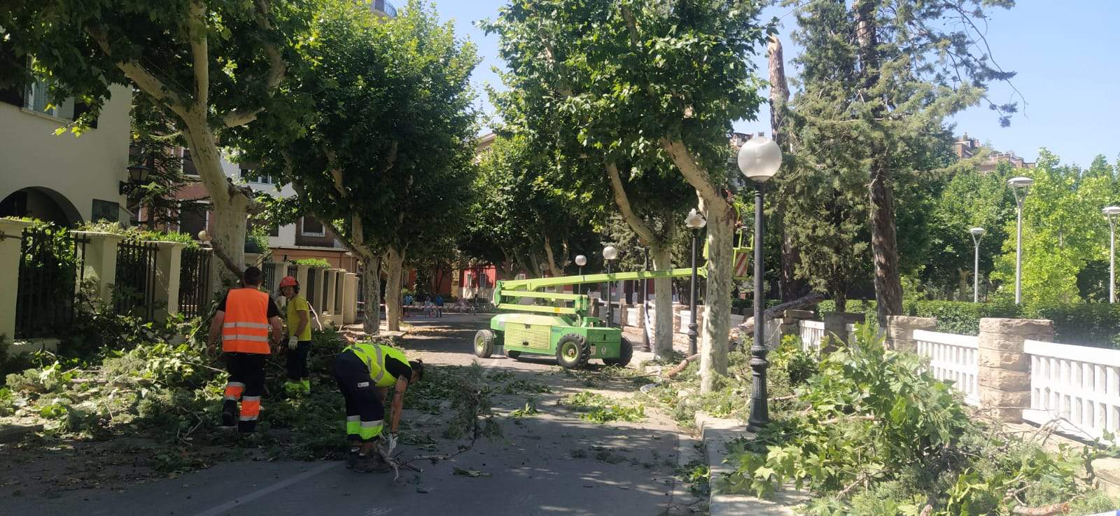 Afecciones de la tormenta de este jueves en Huesca. Foto Joaquín Santafé