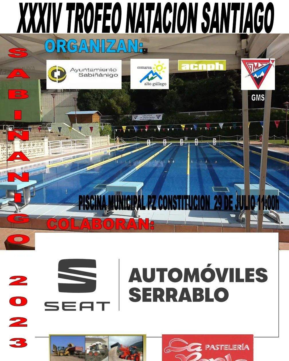 Cartel del Trofeo Santiago de Natación.