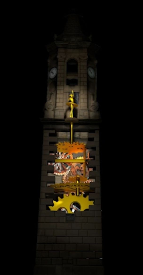 Videomapping sobre la torre de Ayerbe