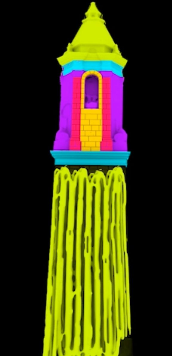 Videomapping sobre la torre de Ayerbe