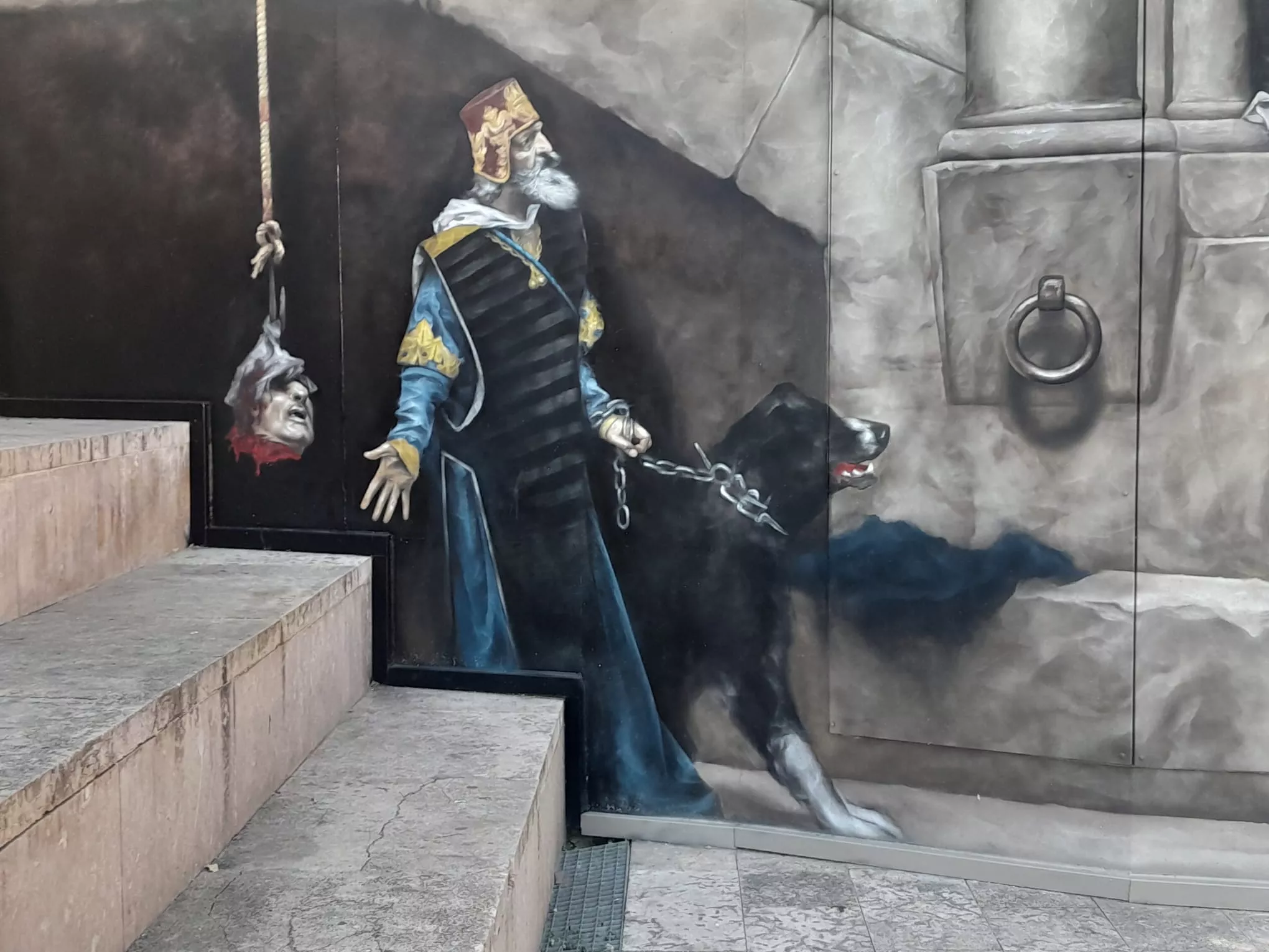 Réplica del cuadro de La campana de Huesca de Edd Bhurton. Foto Myriam Martínez