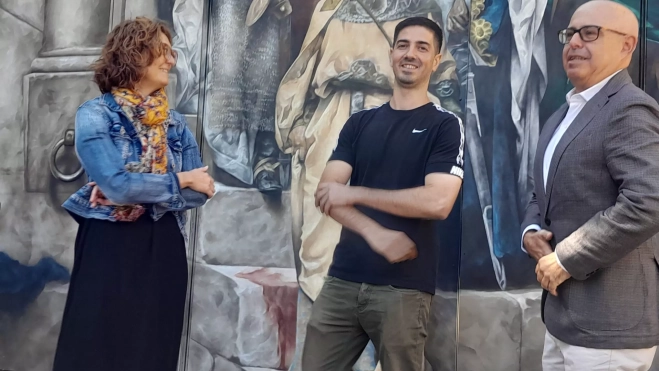 Réplica del cuadro de La campana de Huesca de Edd Bhurton. Foto Myriam Martínez