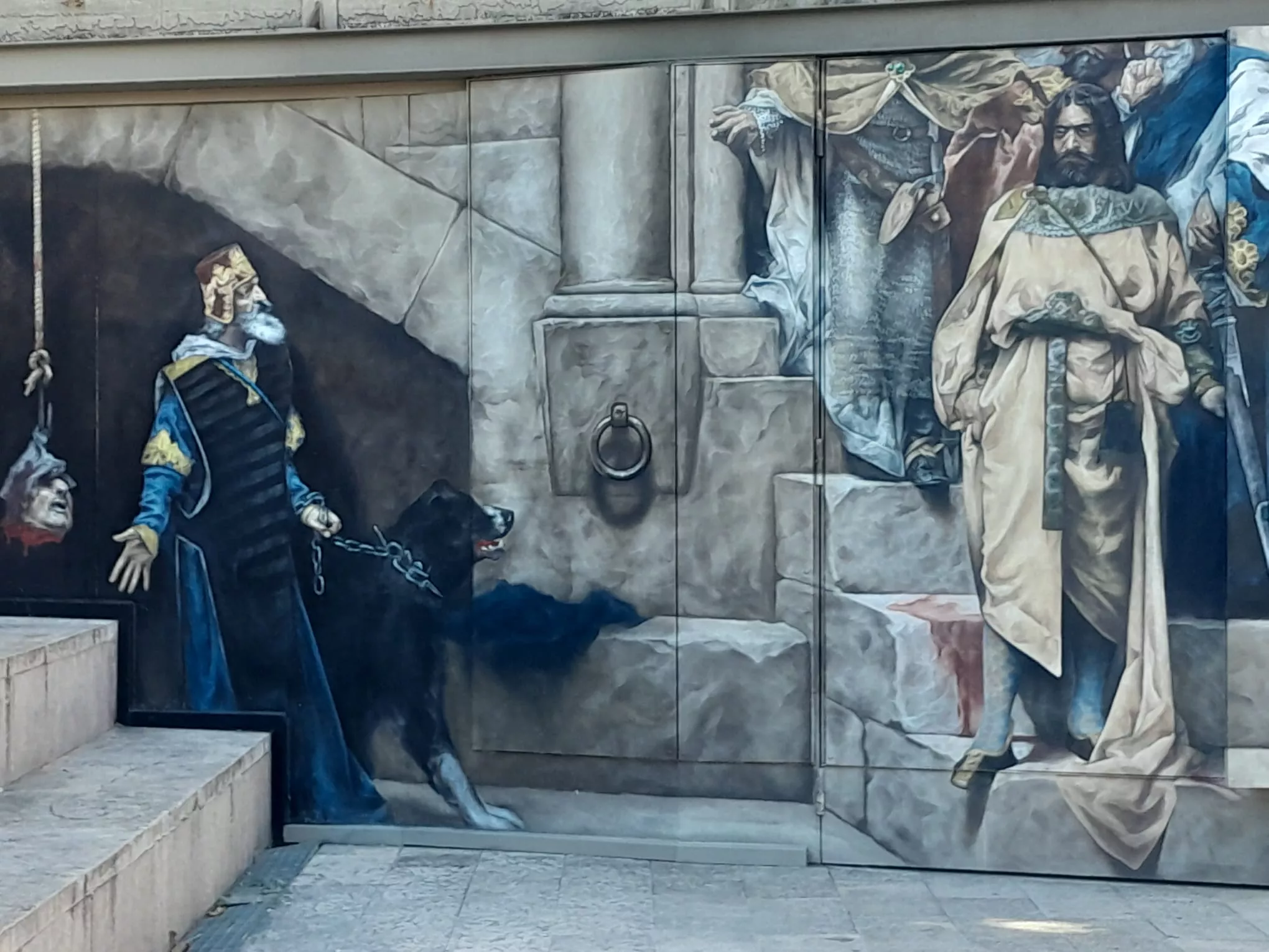 Réplica del cuadro de La campana de Huesca de Edd Bhurton. Foto Myriam Martínez