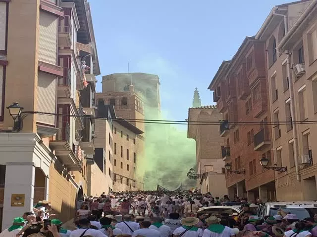 Lanzamiento del cohete de las fiestas de San Lorenzo